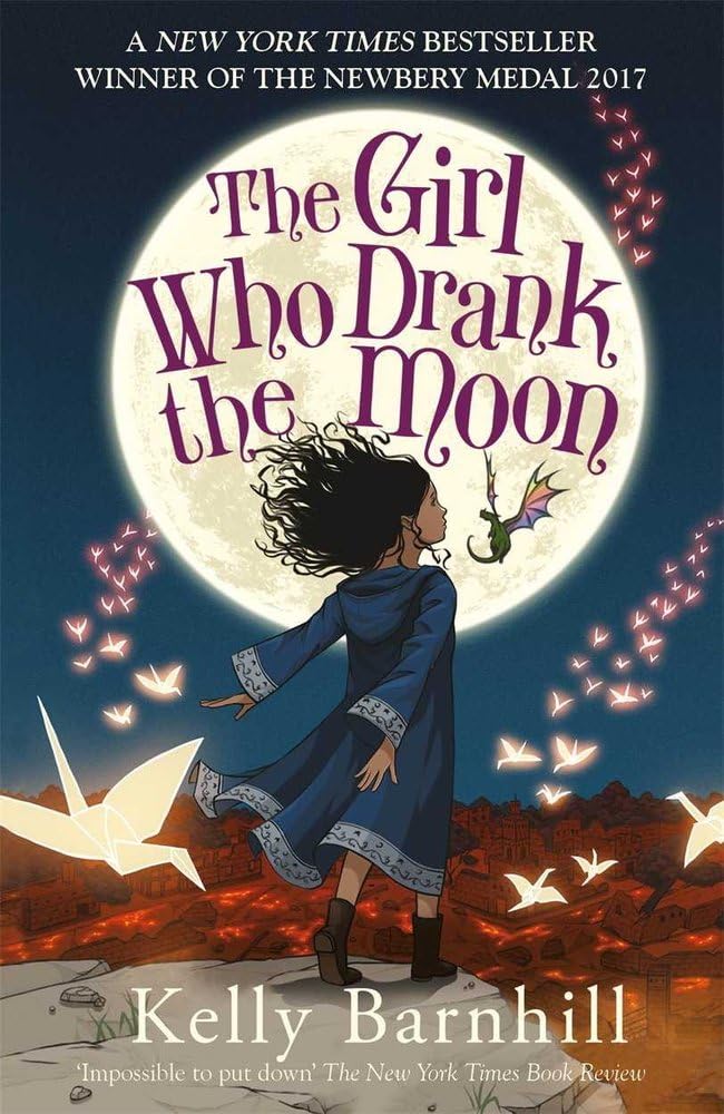 Book cover of 'The Girl Who Drank the Moon' with a girl in a blue dress against a moonlit sky. For customers across Bangladesh, Bookish Wonderland makes it easier to choose books for study and leisure through urgent delivery options in Dhaka and crystal-clear print.