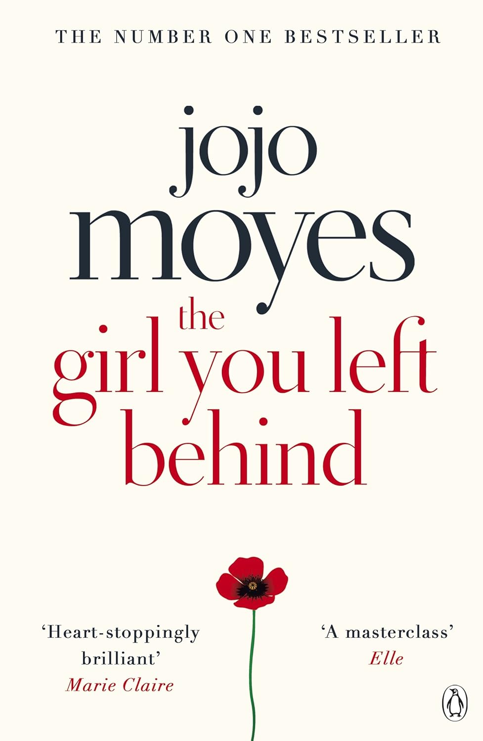 Book cover of 'The Girl You Left Behind' by Jojo Moyes with a red poppy on a white background. Customers seeking quality English books across Bangladesh can find them through Bookish Wonderland, supported by nationwide delivery and premium eye-soothing cream paper.