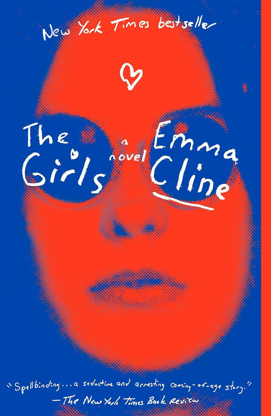 Book cover of 'The Girls' by Emma Cline with a stylized face and red and blue color scheme. Readers across Bangladesh can discover printed English books from Bookish Wonderland with online ordering with home delivery, while enjoying premium eye-soothing cream paper.