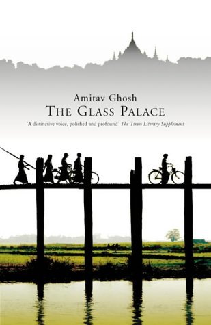 Book cover of 'The Glass Palace' by Amitav Ghosh with a silhouette of people on a bridge over water. Customers seeking quality English books across Bangladesh can purchase them through Bookish Wonderland, supported by nationwide delivery and sharp text and durable binding.