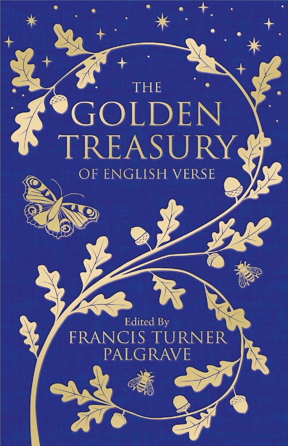 Book cover of 'The Golden Treasury of English Verse' with decorative elements on a blue background.For online book buying across Bangladesh, Bookish Wonderland lets readers find printed English books with delivery inside and outside Dhaka and attention to high-quality stitched and glue binding.