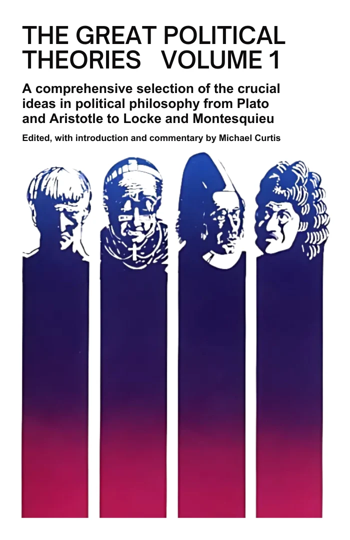 Book cover of 'The Great Political Theories Volume 1' with silhouettes of classical philosophers and a gradient design. Readers across Bangladesh can find books for everyday reading from Bookish Wonderland with customer-friendly ordering and delivery, while enjoying sharp text and durable binding.