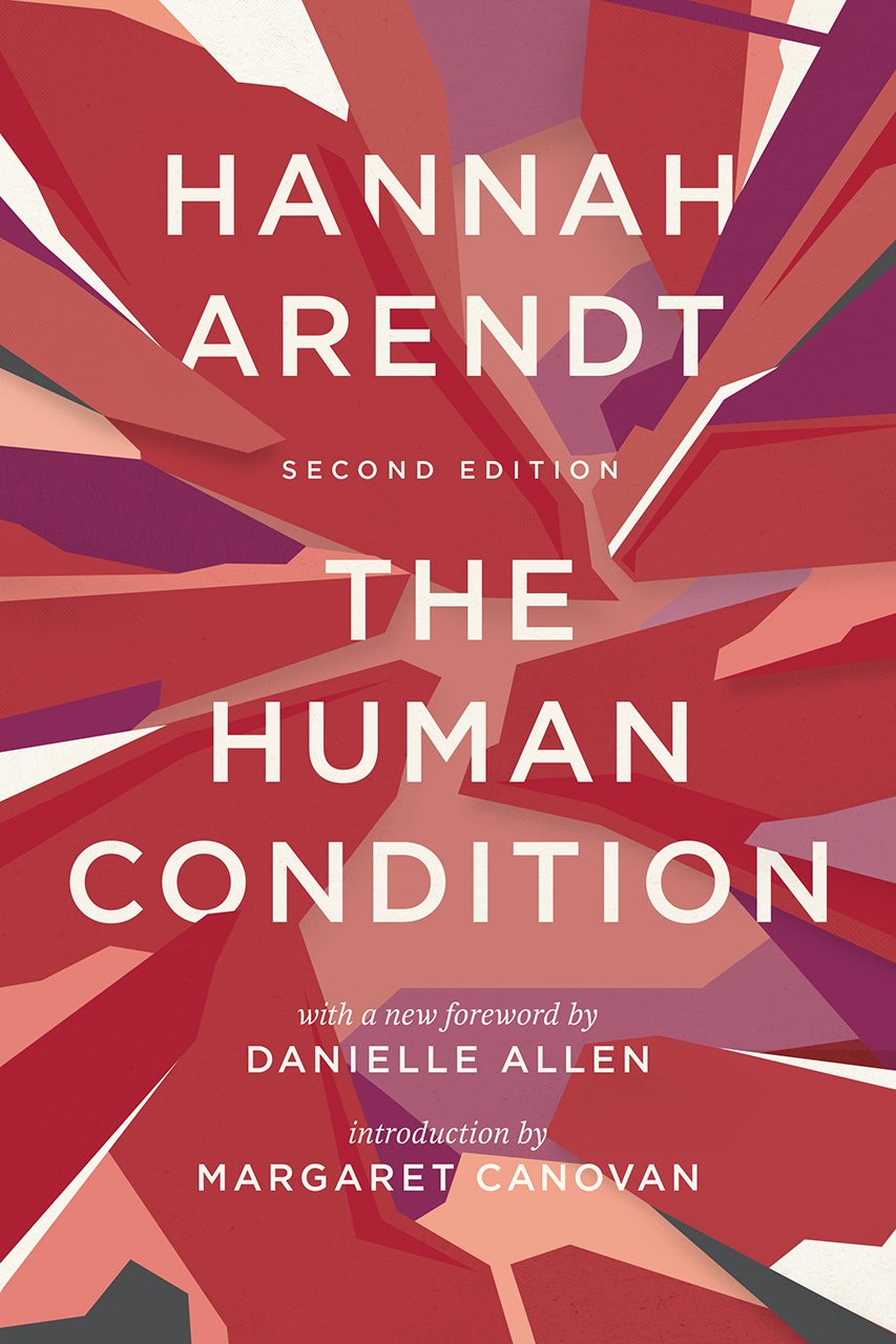 Book cover of 'The Human Condition' by Hannah Arendt with abstract red and orange design. Customers seeking premium-quality books across Bangladesh can find them through Bookish Wonderland, supported by Cash on Delivery across Bangladesh and high-quality stitched and glue binding.