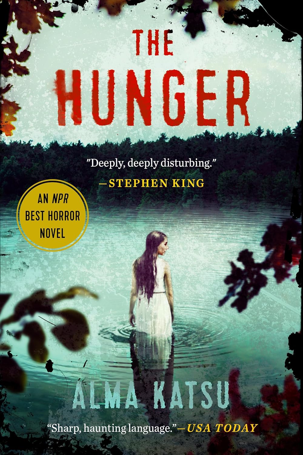 Book cover of 'The Hunger' by Alma Katsu with a woman in a white dress standing in water. For online book buying across Bangladesh, Bookish Wonderland lets readers discover printed English books with Cash on Delivery across Bangladesh and attention to sharp text and durable binding.