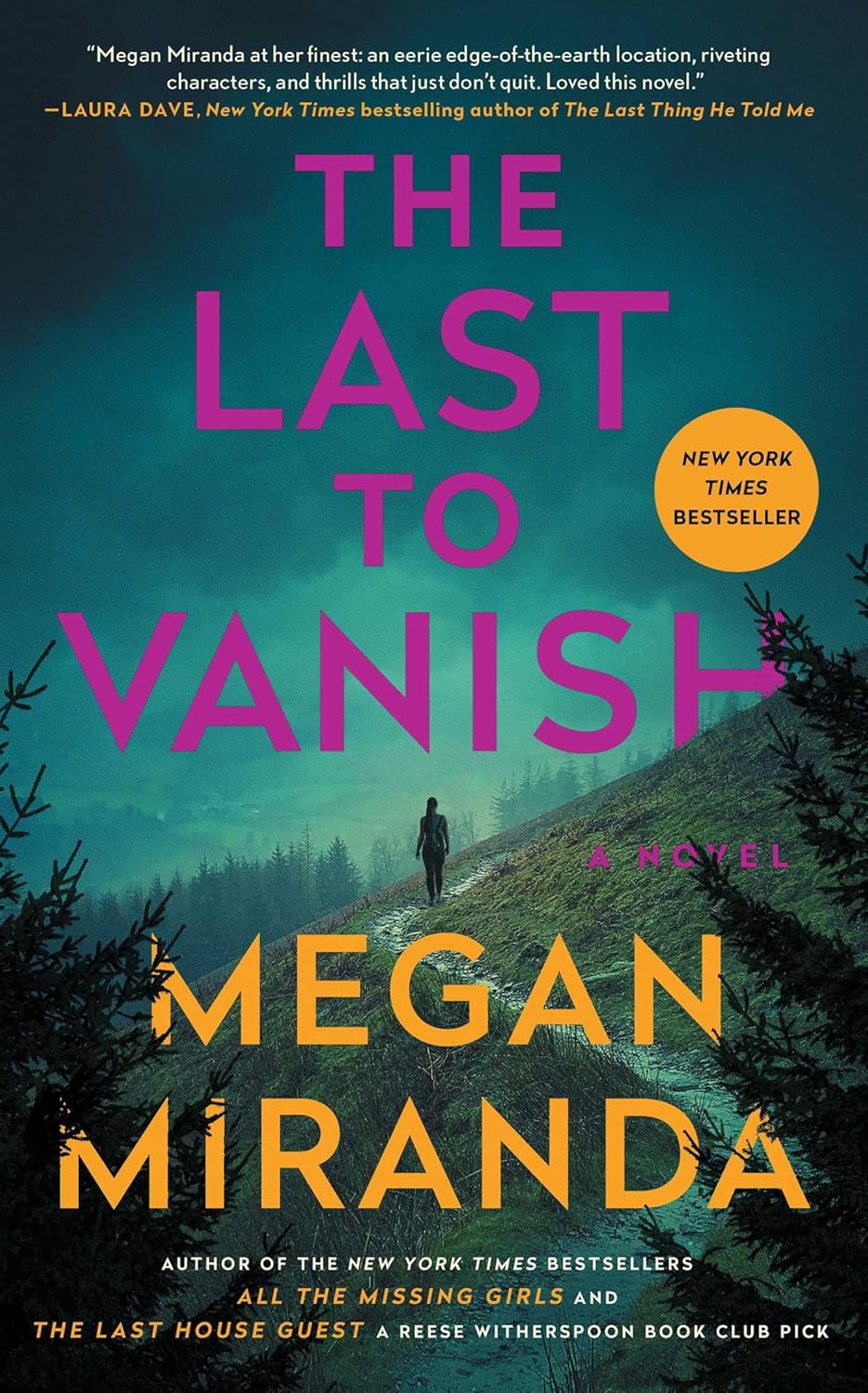 Book cover of 'The Last to Vanish' by Megan Miranda with a purple text overlay on a dark blue background. Customers seeking English books across Bangladesh can purchase them through Bookish Wonderland, supported by online ordering with home delivery and reader-friendly cream paper.