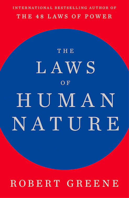 Book cover of 'The Laws of Human Nature' by Robert Greene with a red and blue design. Customers seeking reader-friendly printed books throughout Bangladesh can find them through Bookish Wonderland, supported by nationwide delivery and crystal-clear print.