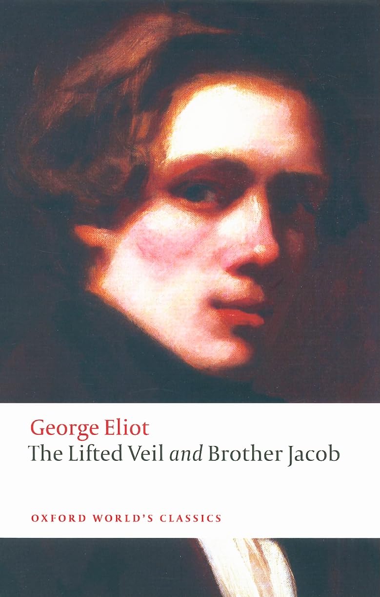 Book cover of 'The Lifted Veil and Brother Jacob' by George Eliot with a portrait on a dark background. Bookish Wonderland serves readers across Bangladesh with reader-friendly printed books, making it simple to get online through urgent delivery options in Dhaka and high-quality stitched and glue binding.