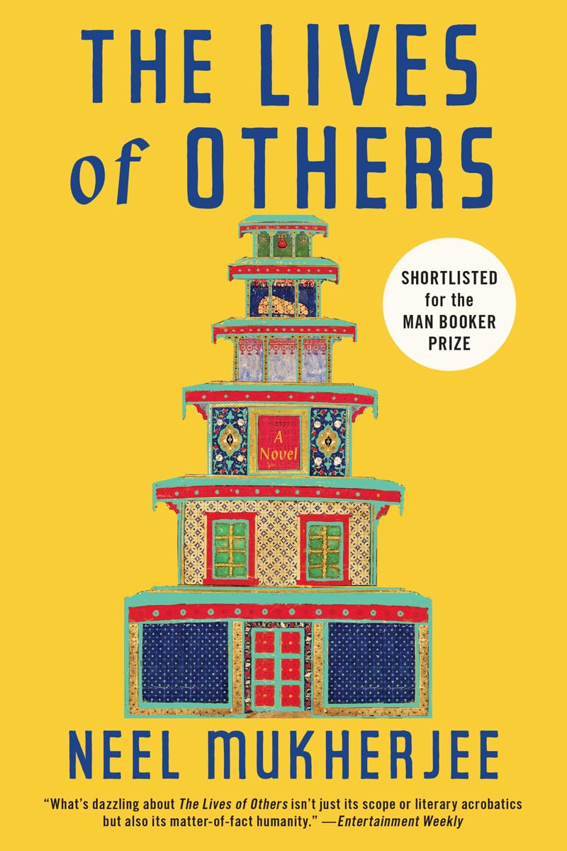 Book cover of 'The Lives of Others' by Neel Mukherjee with a yellow background and colorful building illustration.Bookish Wonderland serves readers throughout Bangladesh with books for study and leisure, making it simple to buy online through Cash on Delivery across Bangladesh and high-quality stitched and glue binding.