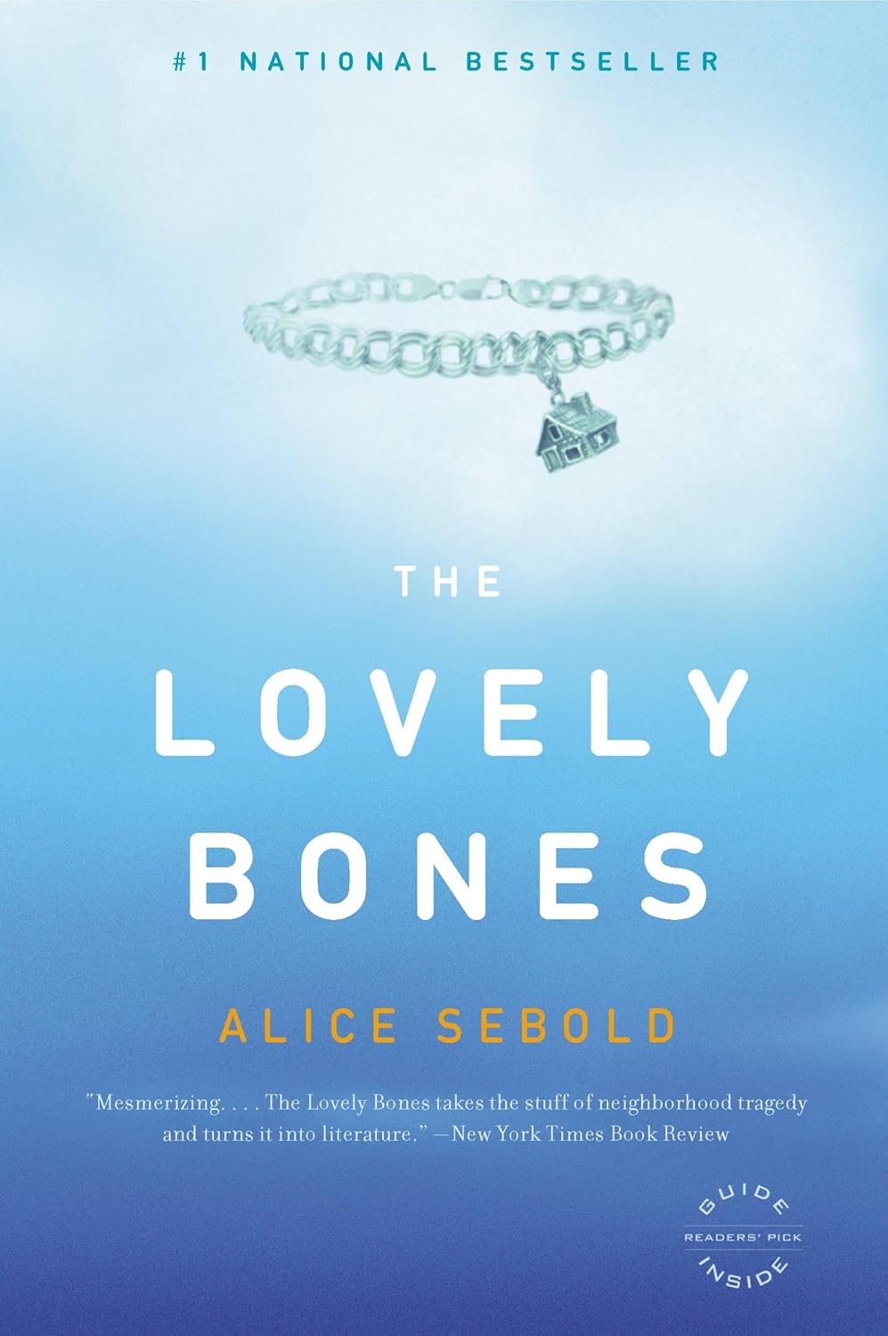 Book cover of 'The Lovely Bones' by Alice Sebold with a blue gradient background and bracelet illustration. Customers seeking books for everyday reading throughout Bangladesh can order them through Bookish Wonderland, supported by nationwide delivery and premium eye-soothing cream paper.