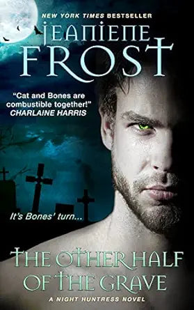 Book cover of 'The Other Half of the Grave' by Jeaniene Frost with a man's face and graveyard scene. Best quality in Bangladesh.