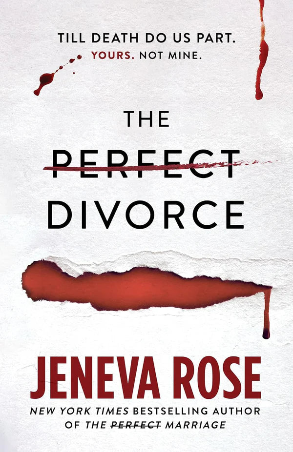 Book cover of 'The Perfect Divorce' by Jeneva Rose with blood-like design and text. Book buyers throughout Bangladesh can shop for printed English books from Bookish Wonderland, combining nationwide delivery with high-quality stitched and glue binding.