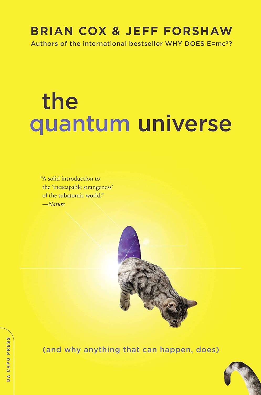 Book cover of 'The Quantum Universe' with a cat and purple object on a yellow background. Book buyers throughout Bangladesh can order durable printed books from Bookish Wonderland, combining urgent delivery options in Dhaka with clear print with strong binding.
