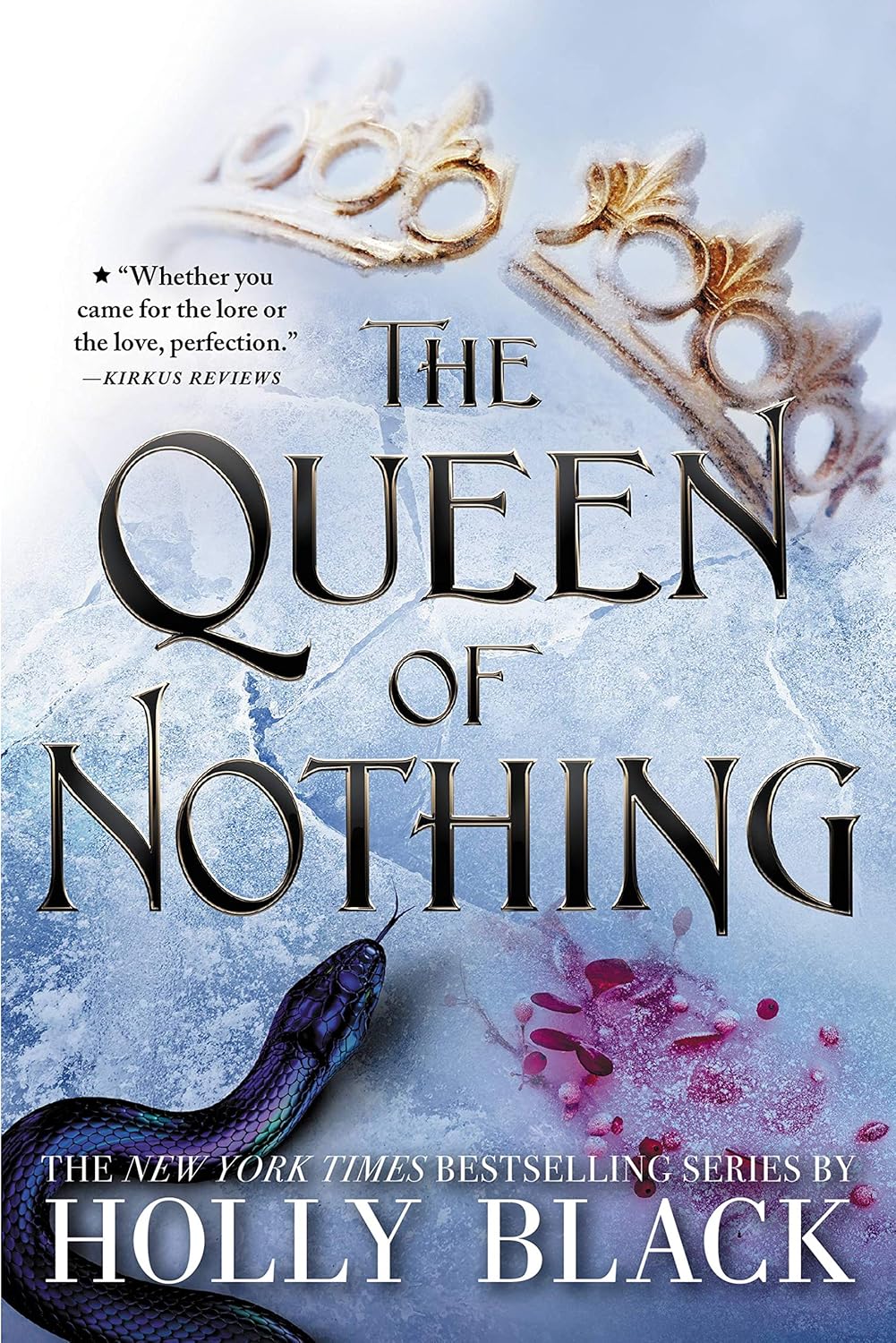Book cover of 'The Queen of Nothing' by Holly Black with crowns and a snake on a blue background. Book buyers throughout Bangladesh can order books for everyday reading from Bookish Wonderland, combining delivery inside and outside Dhaka with sharp text and durable binding.