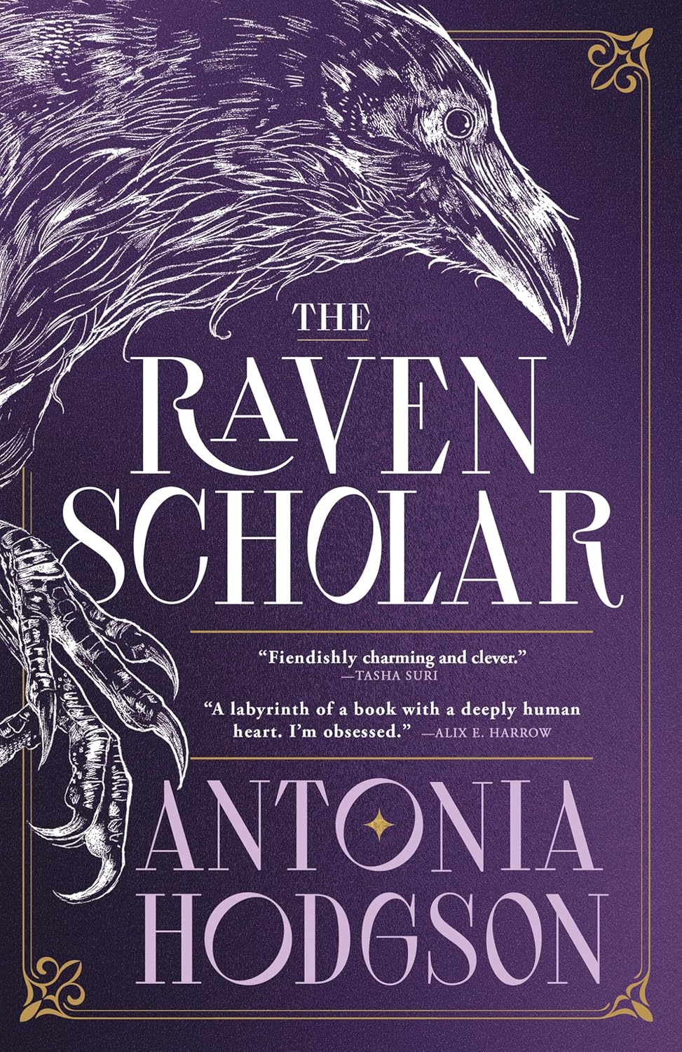 Book cover of 'The Raven Scholar' by Antonia Hodgson with a purple background and raven illustration. Bookish Wonderland serves readers across Bangladesh with books for study and leisure, making it simple to purchase online through Cash on Delivery across Bangladesh and durable stitched-and-glue binding.