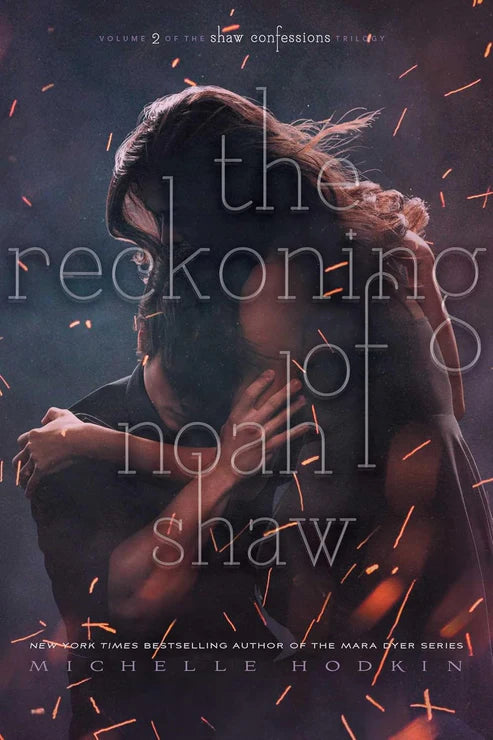 Book cover of 'The Reckoning of Noah Shaw' by Michelle Hodkin with a dark background and two people. Book buyers throughout Bangladesh can choose durable printed books from Bookish Wonderland, combining online ordering with home delivery with high-quality stitched and glue binding.embracing.