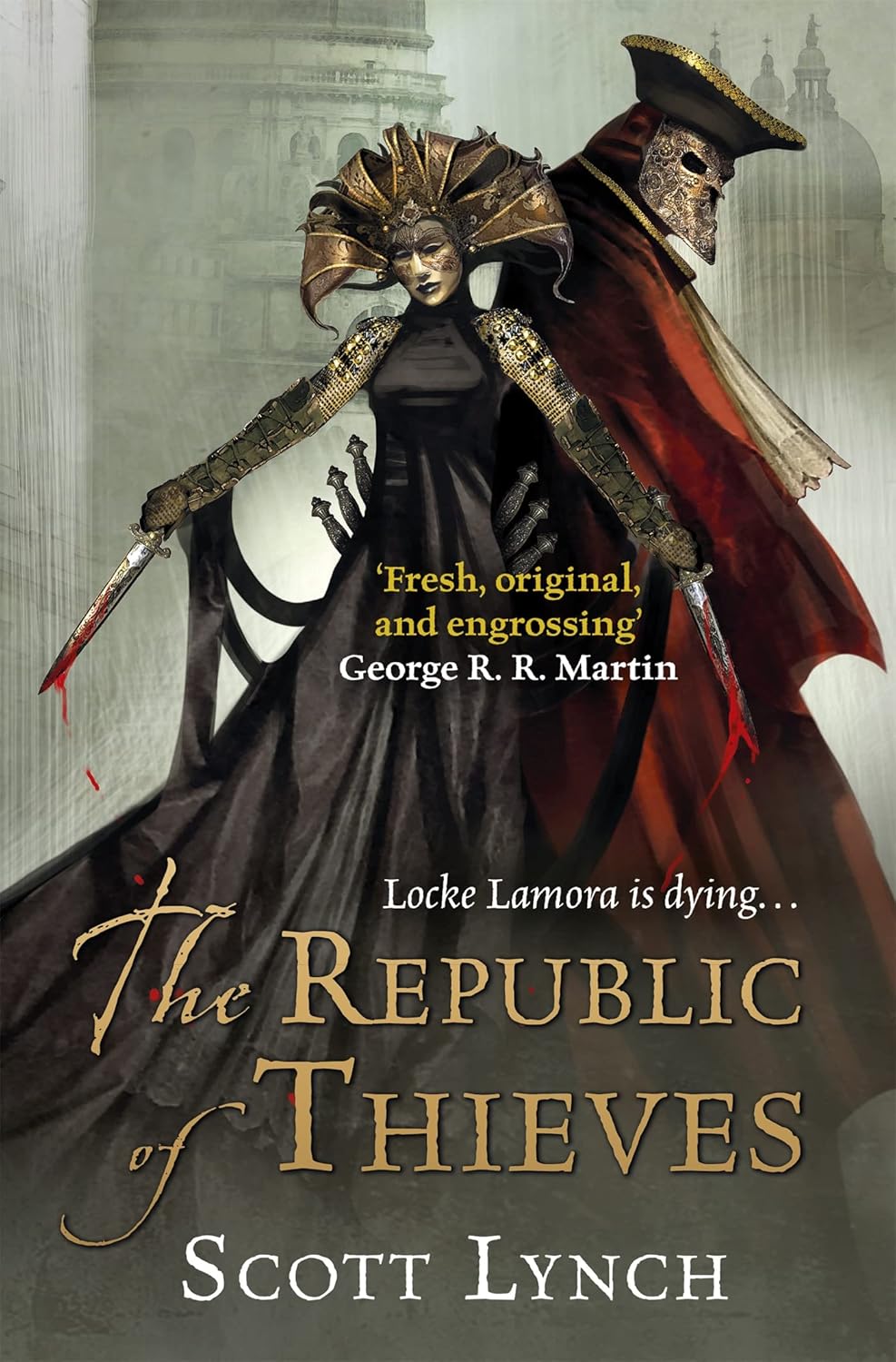 Book cover of 'The Republic of Thieves' by Scott Lynch featuring two masked figures. Book buyers across Bangladesh can find printed English books from Bookish Wonderland, combining Cash on Delivery across Bangladesh with comfortable cream paper and clear printing.