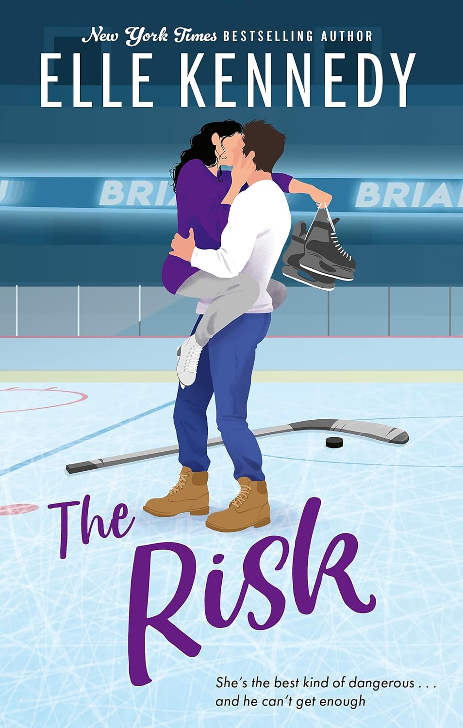 Book cover of 'The Risk' by Elle Kennedy featuring a couple on an ice rink. Best quality in bangladesh.