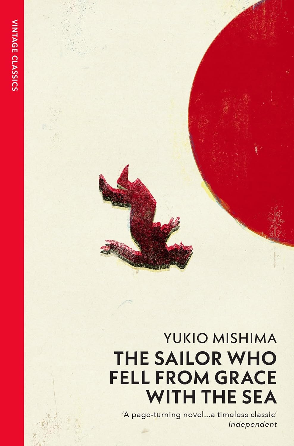 Book cover of 'The Sailor Who Fell from Grace with the Sea' by Yukio Mishima with a red circle and abstract design on a beige background. Best price in Bangladesh.
