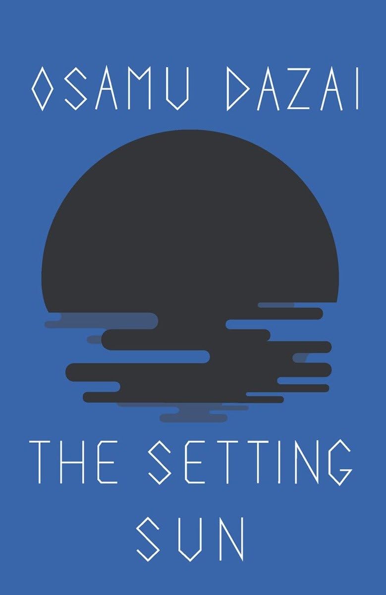 Book cover of 'The Setting Sun' by Osamu Dazai with a minimalist design on a blue background. For customers across Bangladesh, Bookish Wonderland makes it easier to discover books for everyday reading through fast delivery options in Dhaka and premium eye-soothing cream paper.