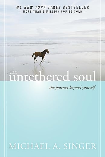 Book cover of 'The Untethered Soul' with a horse running on a beach book available at Bookish Wonderland.
