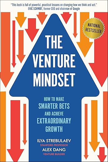 Book cover of 'The Venture Mindset' with blue triangle and red and orange arrows. available at Bookish Wonderland