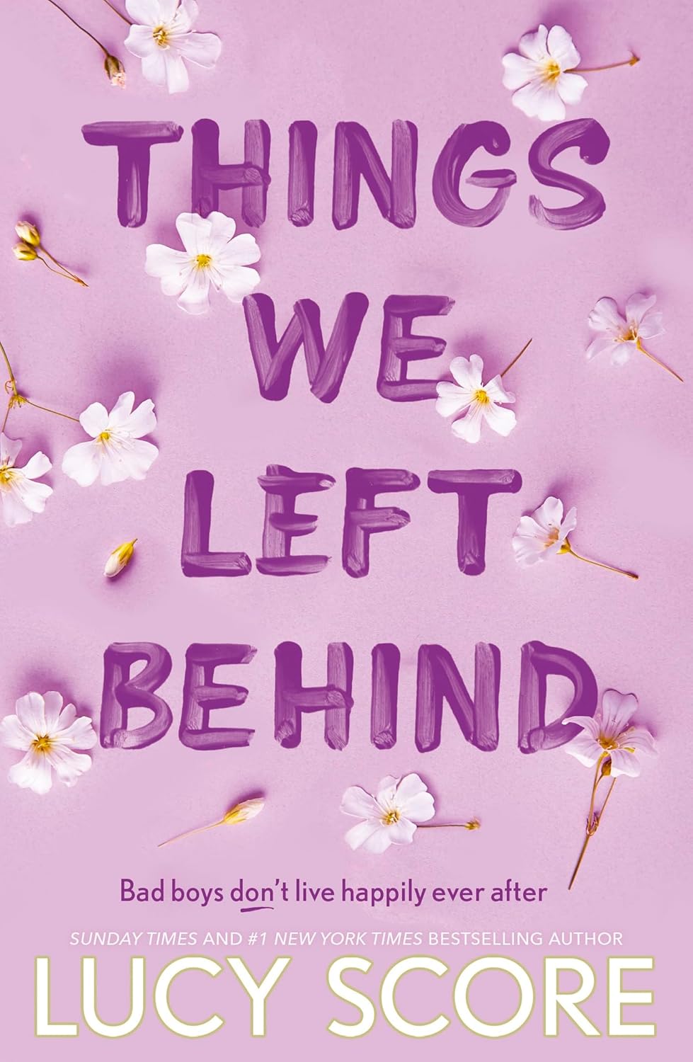 Book cover of 'Things We Left Behind' with floral elements on a purple background. Buy online from Bookish Wonderland BD