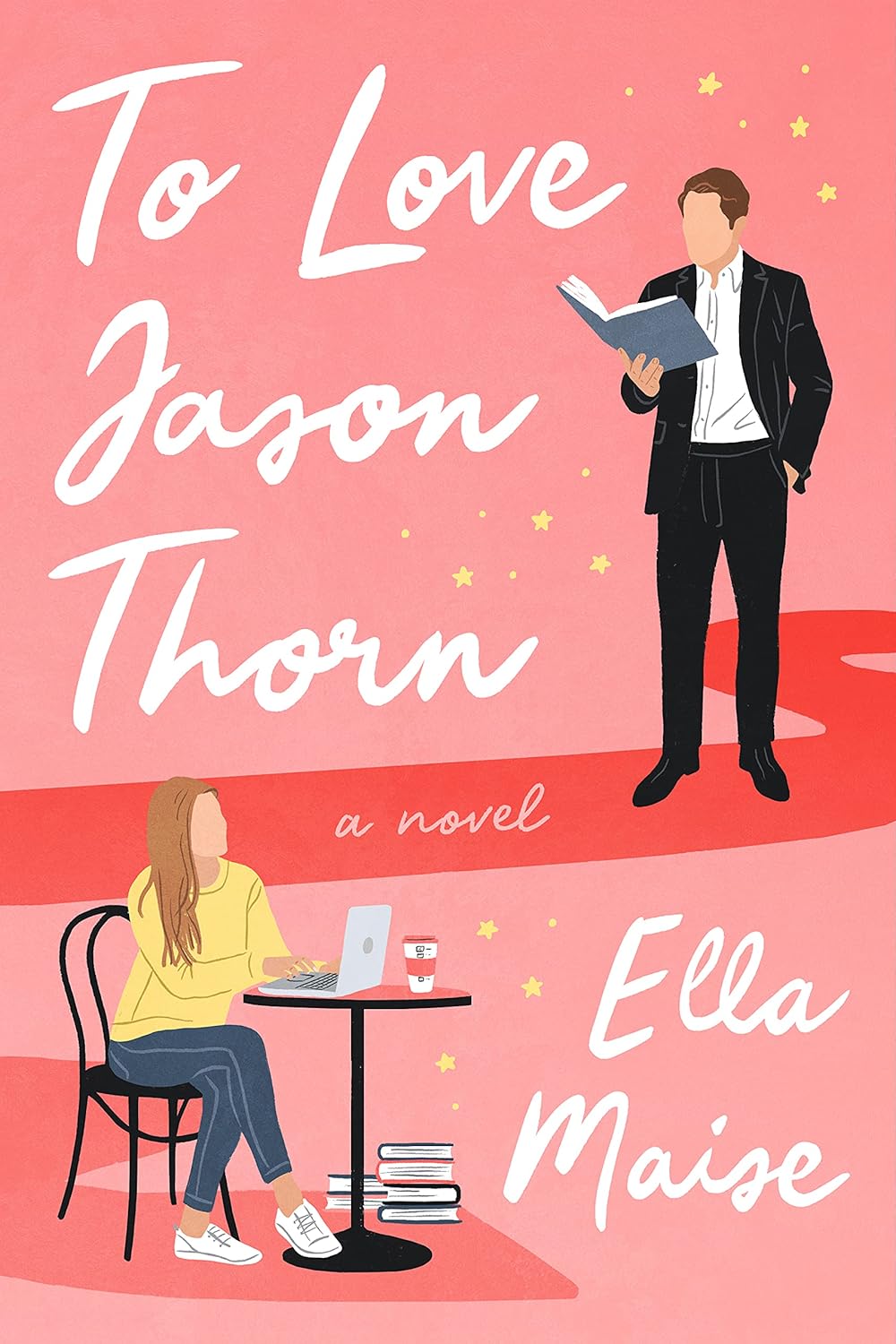 Book cover of 'To Love Jason Thorn' by Ella Maise with a man and woman on a pink background.