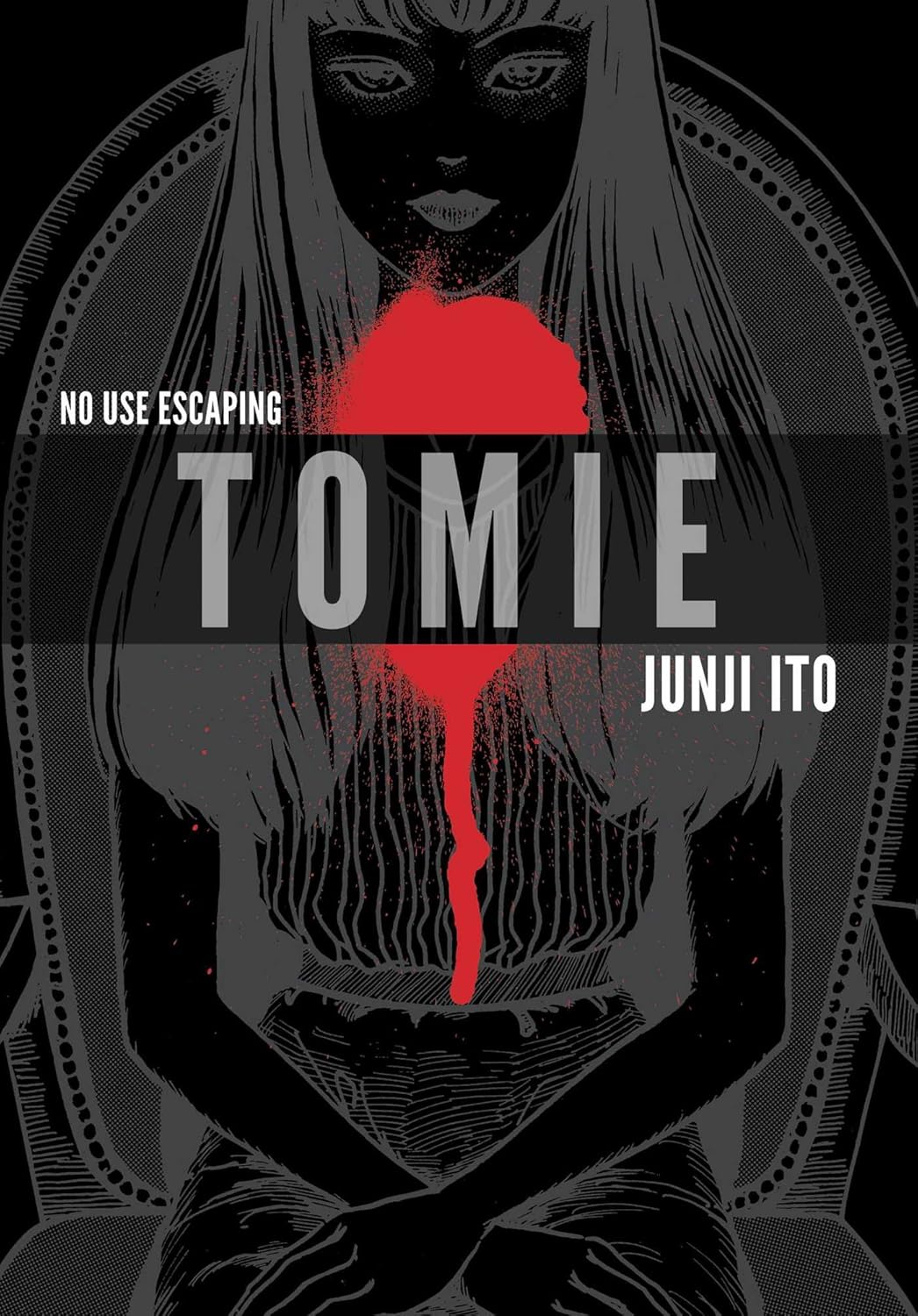 Book cover of 'Tomie' by Junji Ito with a black and white illustration of a woman with red accents in bangladesh