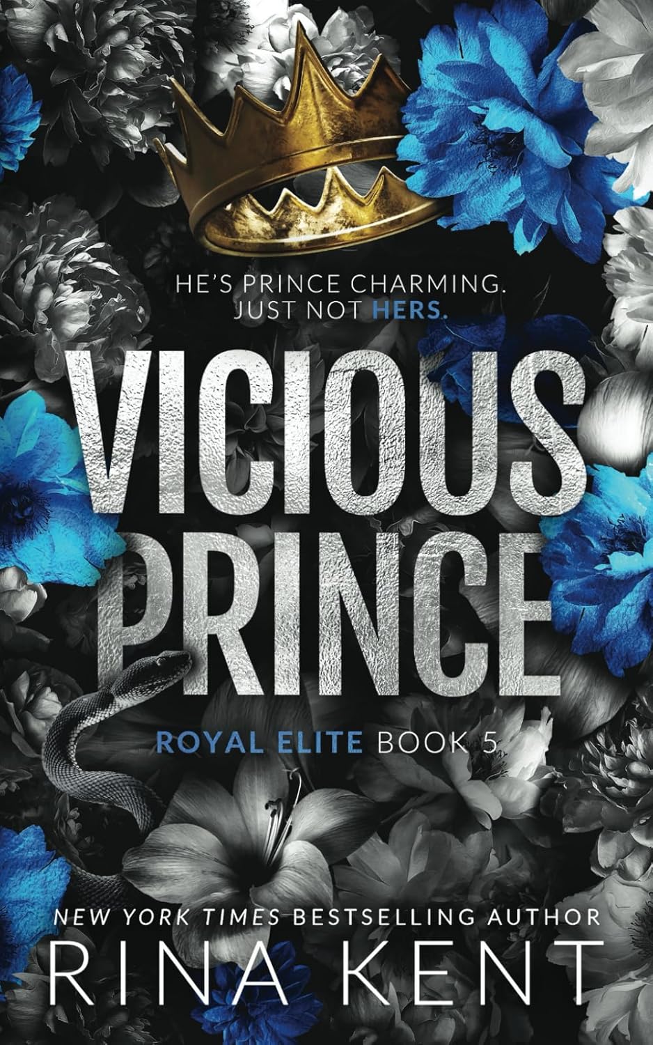 Book cover of 'Vicious Prince' by Rina Kent with floral and crown design book in bd.