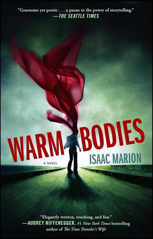 Book cover of 'Warm Bodies' by Isaac Marion with a red fabric and silhouette on a dark background. Bookish Wonderland offers crystal-clear printed books across Bangladesh.