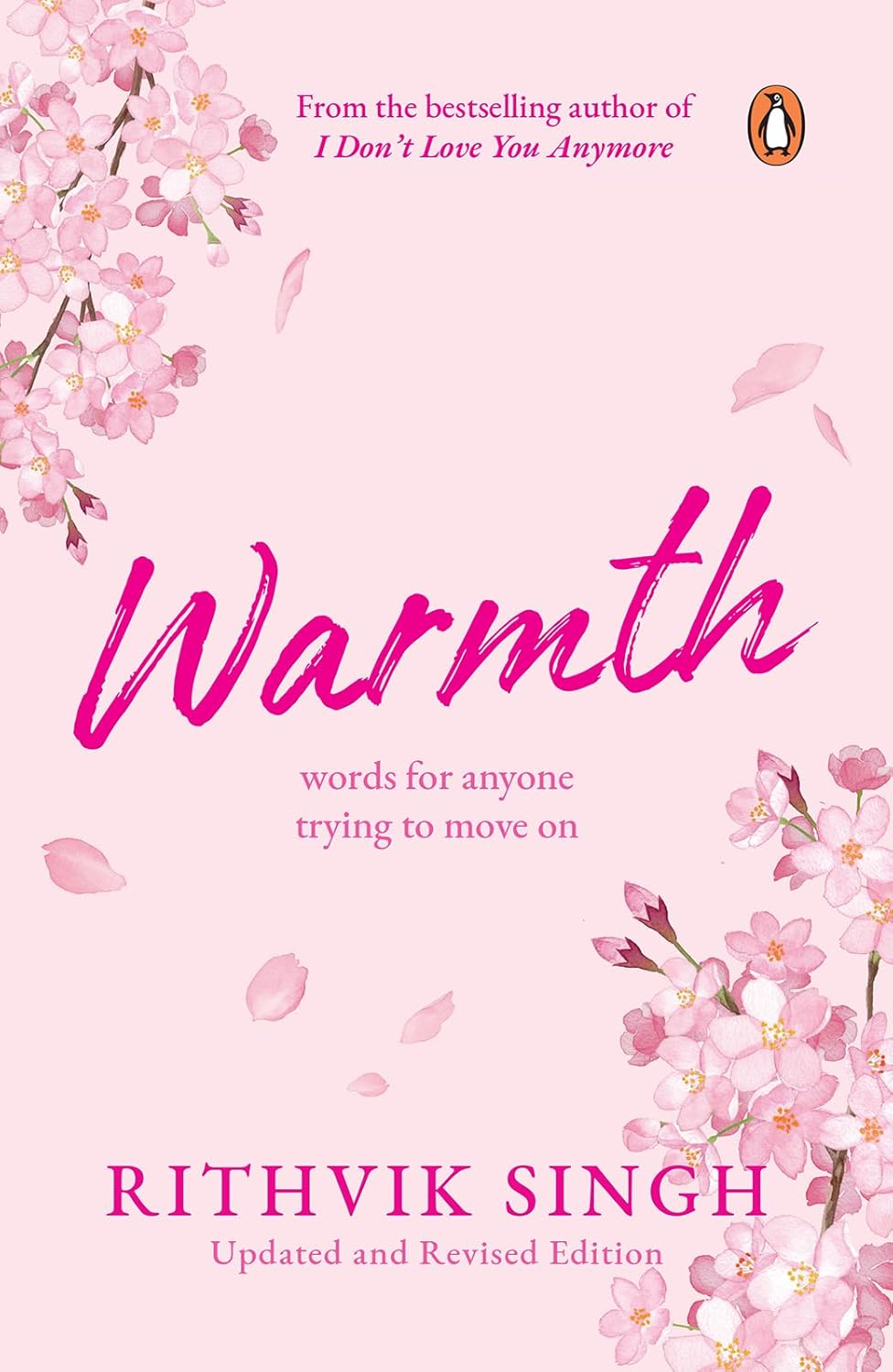 Book cover of 'Warmth' by Rithvik Singh with cherry blossoms on a pink background. Bookish Wonderland provides premium cream paper books in Bangladesh.