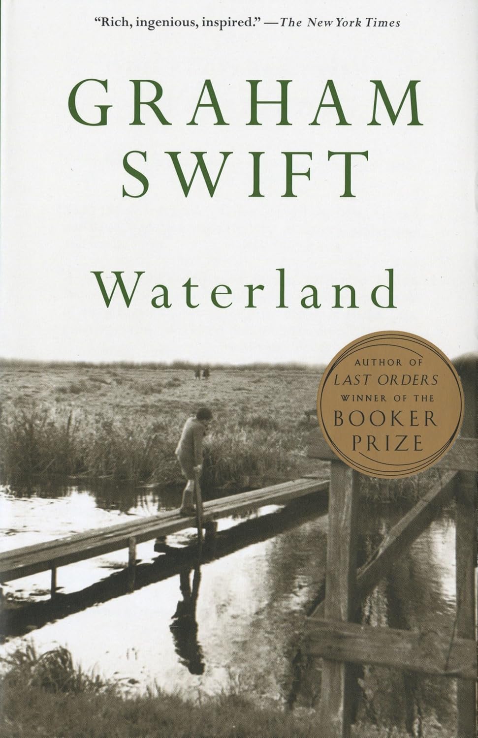 Book cover of 'Waterland' by Graham Swift with a scenic illustration on the cover. Bookish Wonderland provides self-help books to customers in Bangladesh.