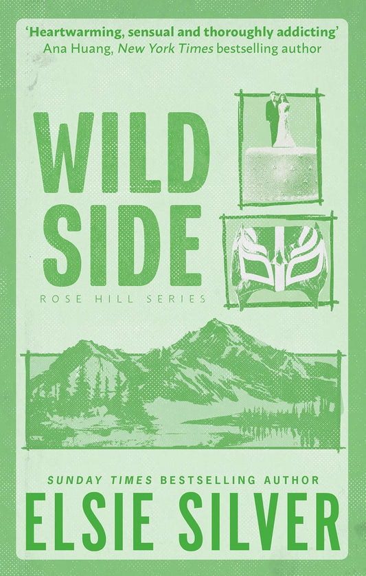 Book cover of 'Wild Side' by Elsie Silver with green text and mountain illustrations on a green background. price in BD