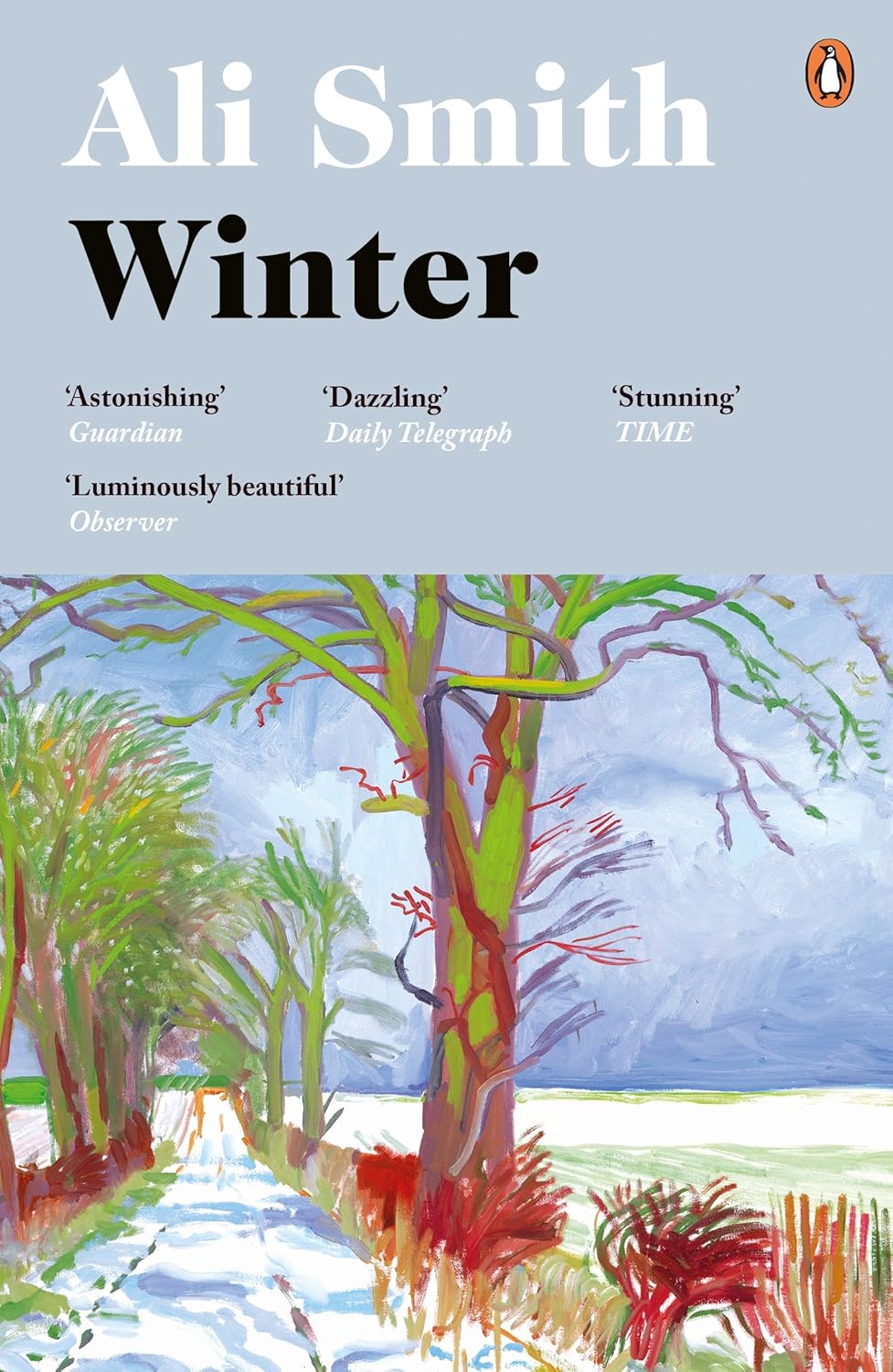 Book cover of 'Winter' by Ali Smith with a snowy landscape illustration. available in BD