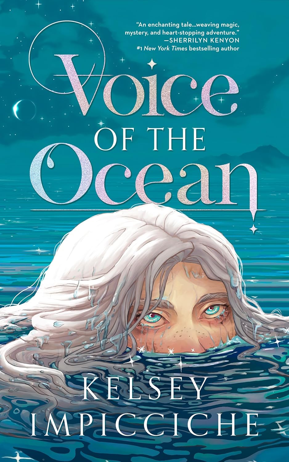 Book cover of Voice of the Ocean by Kelsey Impicciche, a siren fantasy novel featuring a young woman with white hair partially submerged in ocean waters. Buy this magical fantasy adventure online in Bangladesh at the best price with fast home delivery and cash on delivery across BD from Bookish Wonderland.