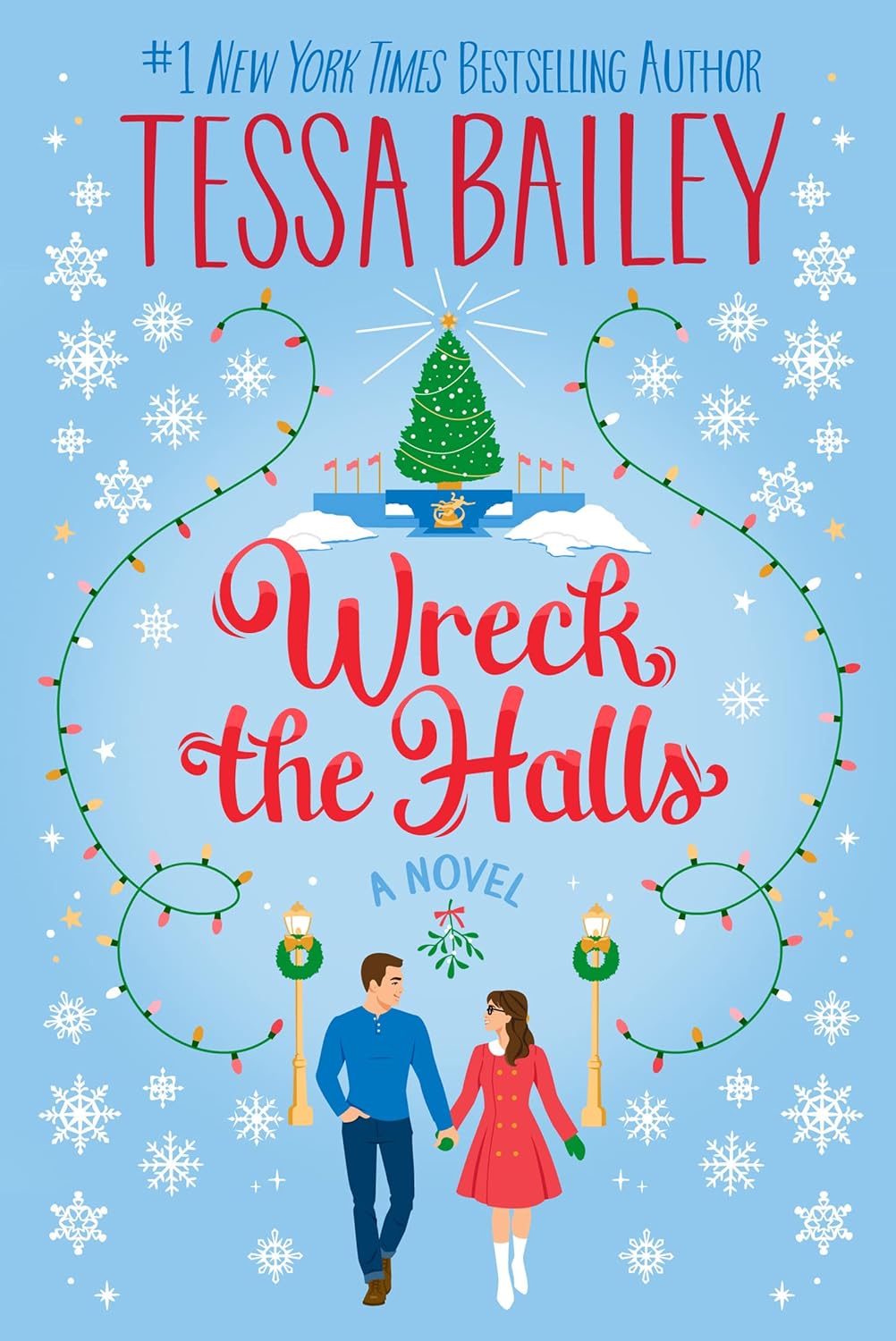 Book cover of 'Wreck the Halls' by Tessa Bailey with Christmas-themed design and couple holding hands. Bookish Wonderland offers books for competitive exam preparation in Bangladesh.